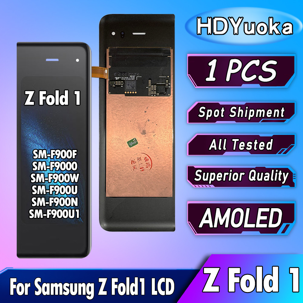AMOLED For Samsung Z Fold 1 Fold1 LCD splay Tou Screen gitizer For Samsung Fold 1 F900F F9000 F900W 