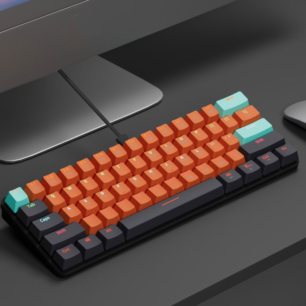 61 Key RGB Mechanical Keyboard USB Wired LED Backlit Axis Gaming Mechanical Keyboard for Mac, Androi