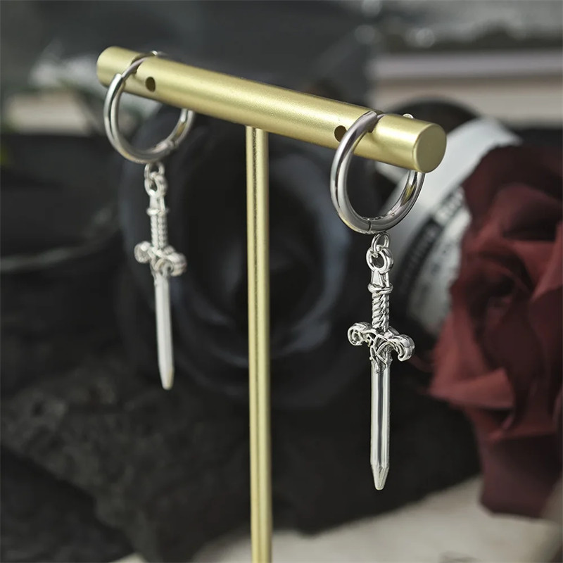 Gothic Vintage Sword Earrings For Women Man Fashion Cool Punk Rock Party Jewelry Accessories Gift Fa