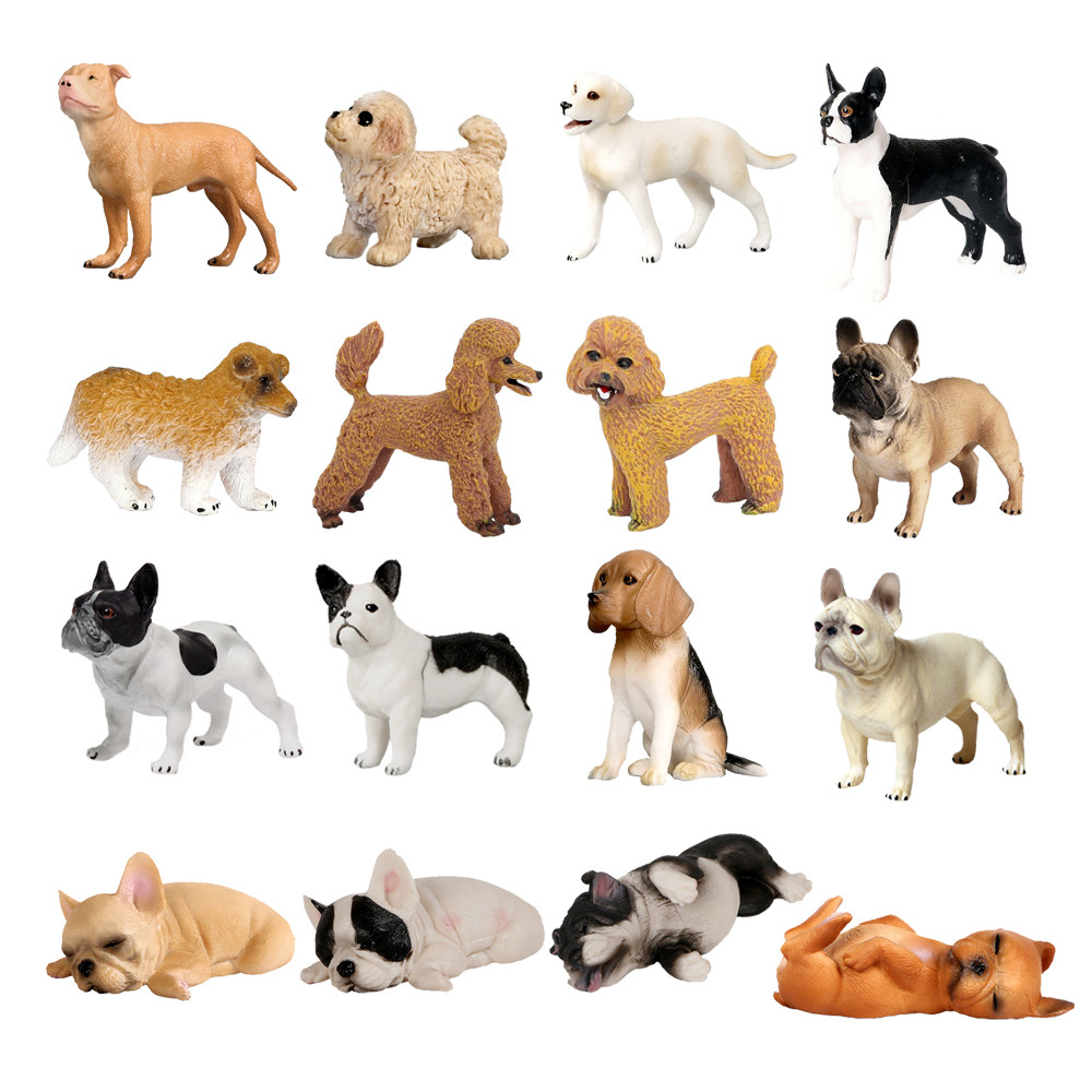 Dog figures Boston terrier Poodle Labrador collie St. Bernard Husky Model Action Figure Farm Animal 