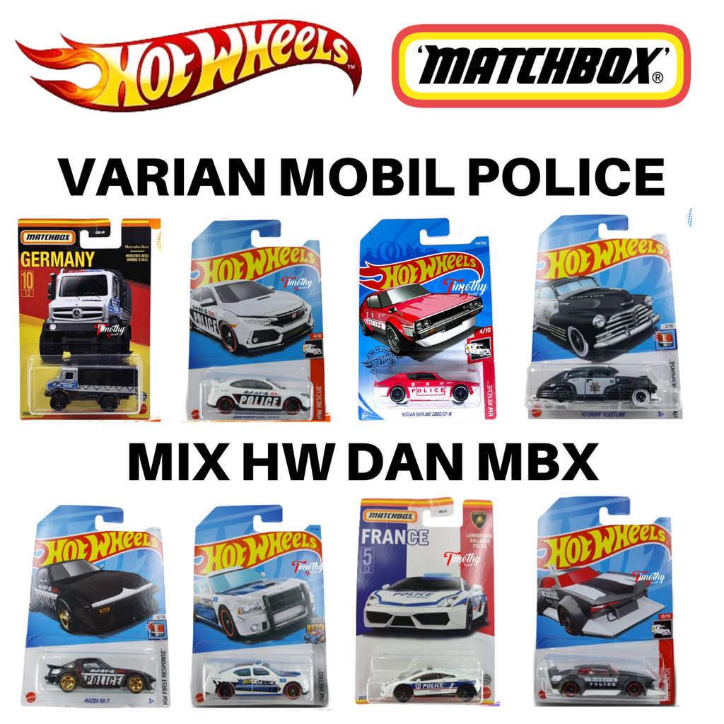 Hot Wheels MBX Varian Mobil Police Polisi Bebas Pilih