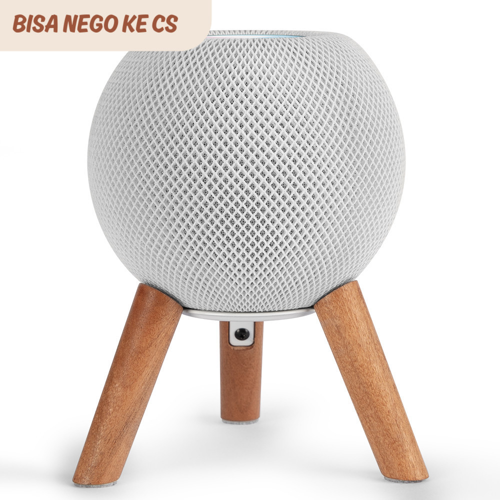 Real Wood Stand for HomePod Mini-Mid-Century Modern Style Wooden Dock with Sleek Metal Frame, Room D