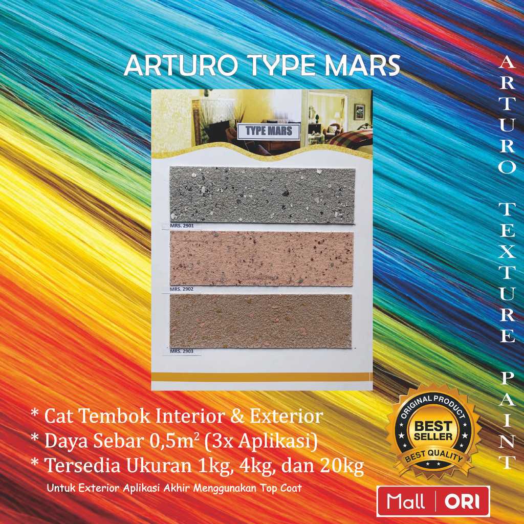 ARTURO Type MARS Pail 20kg MRS Cat Texture Tone Tekstur Dinding Tembok Flakes Multicolor Kemasan Uku