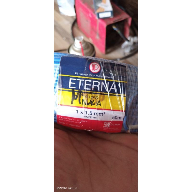 Eterna kabel NYA kawat 1 x 1.5mm 50m biru tembaga murni