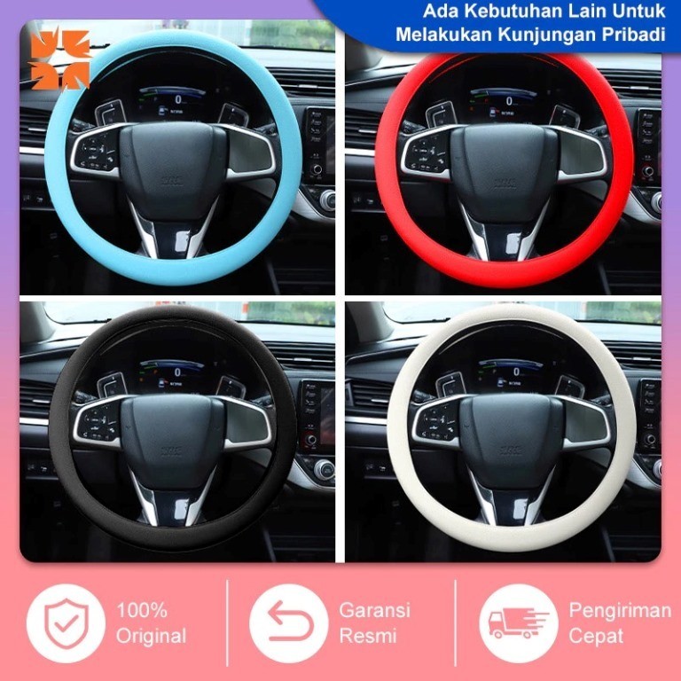 (18G) SARUNG STIR silocone cover setir silikon mobil silicon grade A mahal grade A hitam