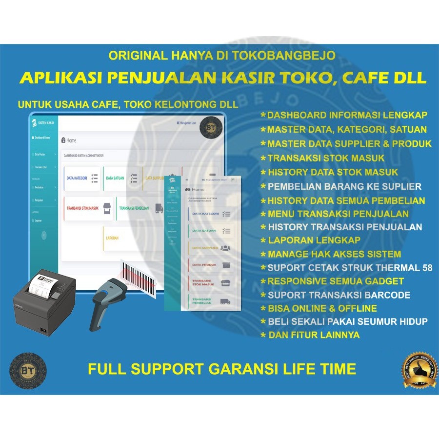 APLIKASI PENJUALAN KASIR POS INVENTORY TOKO KELONTONG TOKO HAPE DLL SEKALI BELI UNTUK BANYAK PC