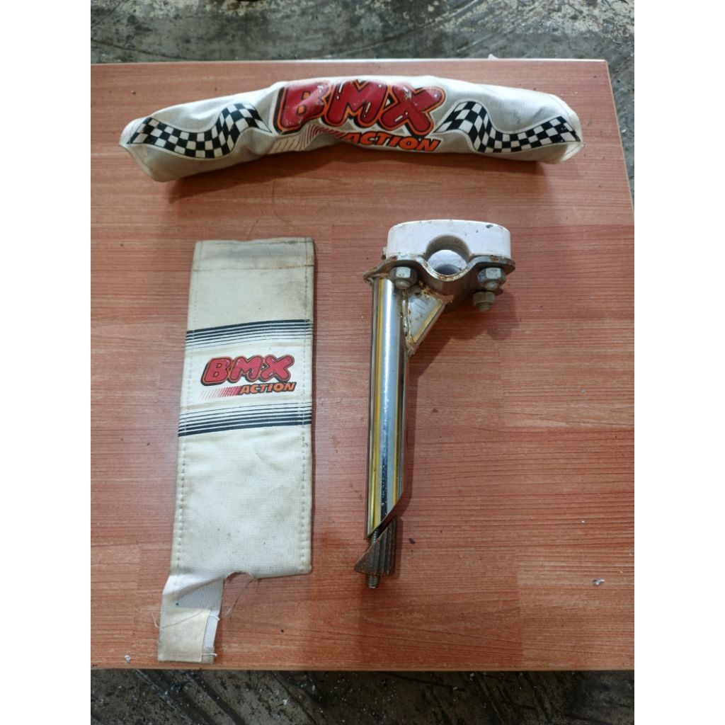 stem sepeda bmx jadul taiwan plus pad set di stang stem nos