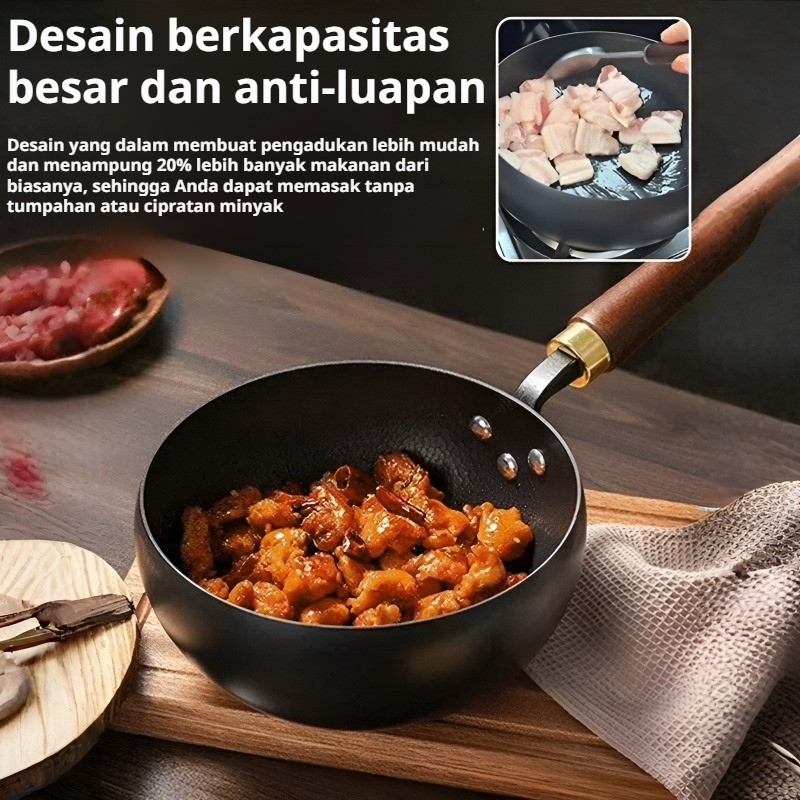 Anti Lengket & Tahan Lama JS - Wajan Besar Palu Buatan Tangan Bentuk Bulat/Wajan Besar/Wajan Besi Se
