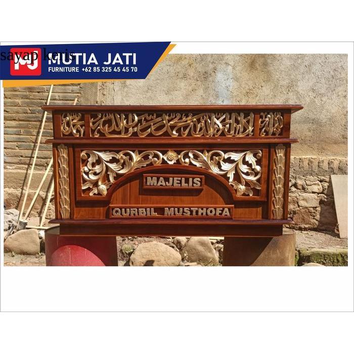 Mimbar Majelis Majlis Meja Mesjid Ngaji Khutbah Kecil Duduk Ukir Jati - Belum Warna SY22