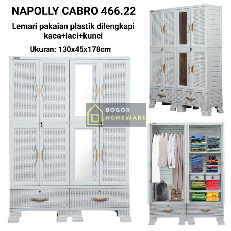 (KHUSUS BOGOR) LEMARI PAKAIAN PLASTIK NAPOLLY JUMBO 4 PINTU CABRO 466.22