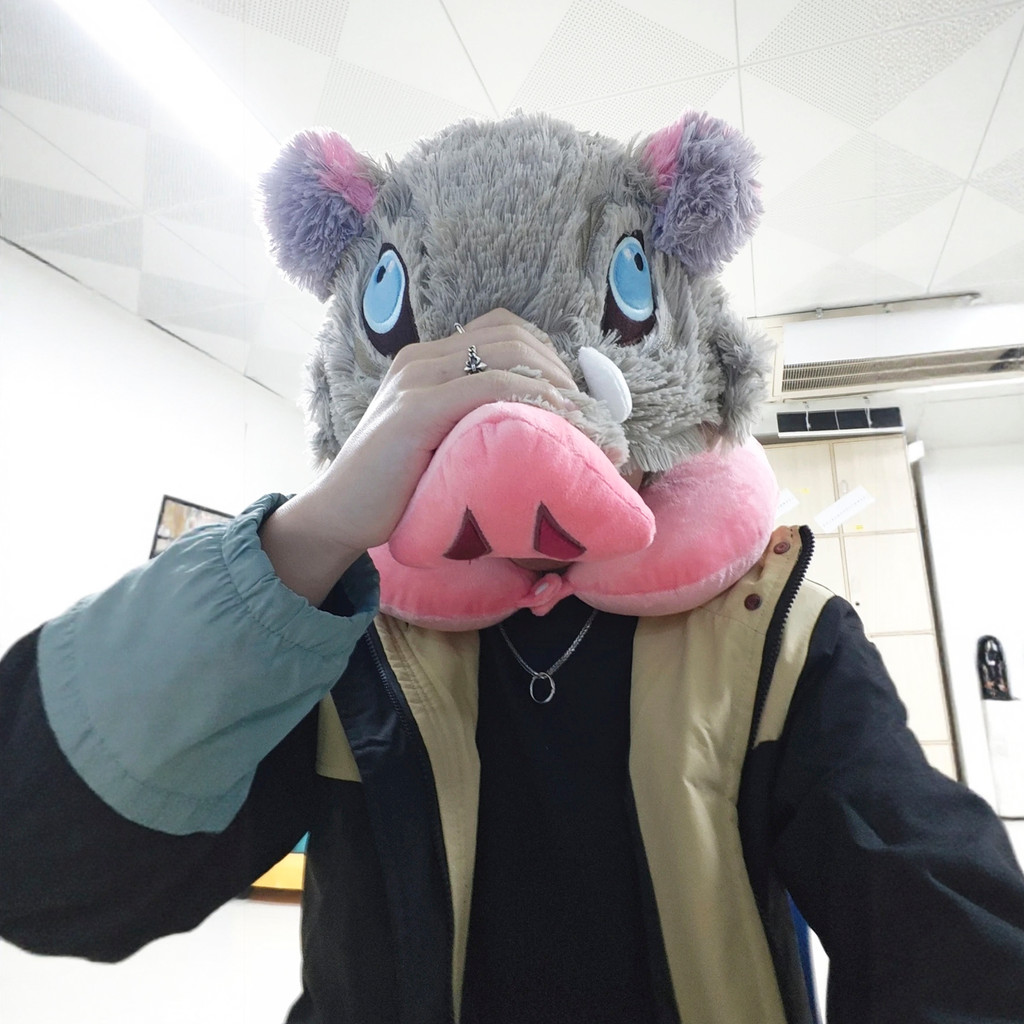 Cosplay Prop Wild Boar Head Plush Hat Demon Slayer Hashibira Inosuke Warm Headgear Japanese anime St