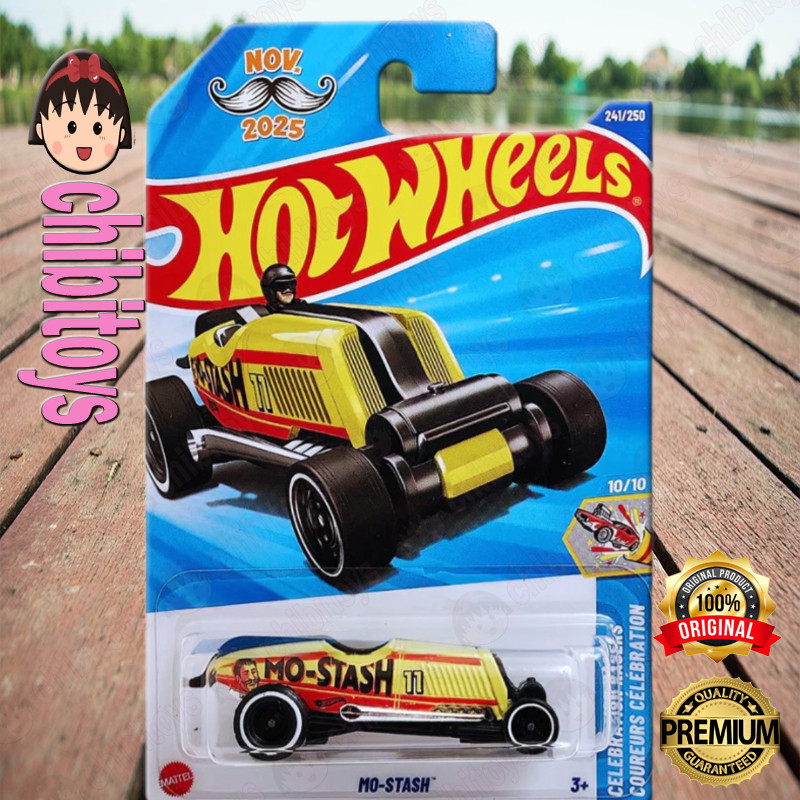 Hot Wheels Mo-Stash Kuning Diecast Hot Rod Klasik Mobil Kumis