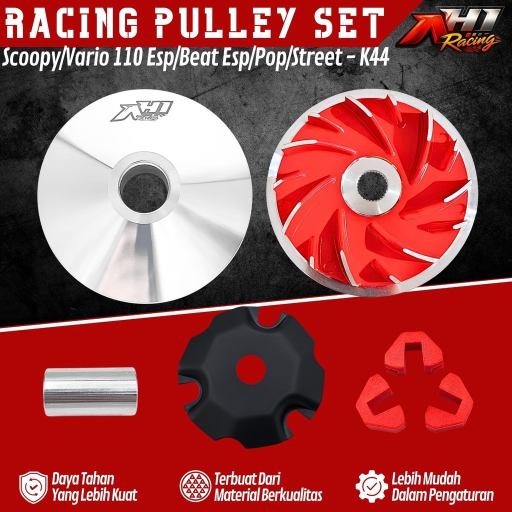 AH1 PULLEY SET COSTUM BUBUT DERAJAT 13.8 K44 BEAT SCOOPY VARIO 110 FI ESP BEAT POP BEAT STREET STATE