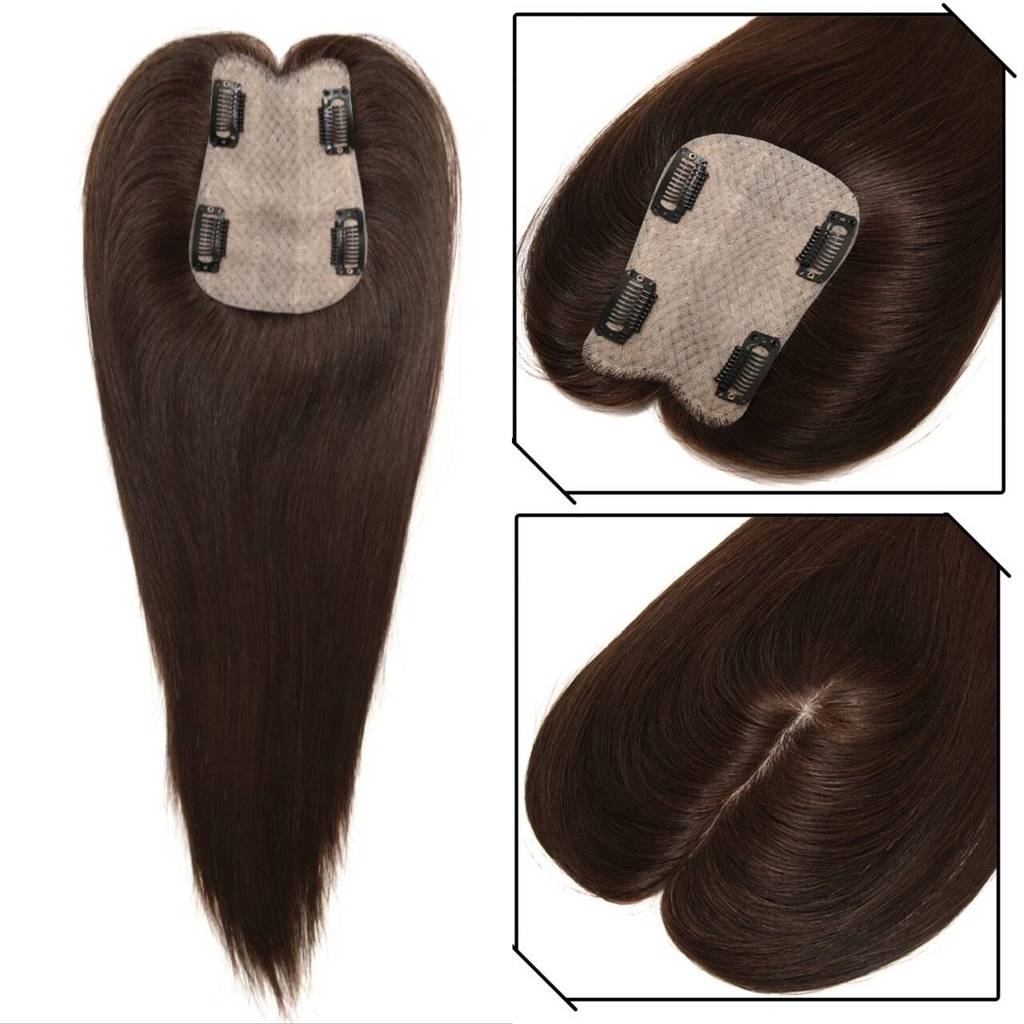 Human Hair Topper 100% Virgin Human Hair for Thinning Hair Silk Base Topper Natural Looking Human Ha