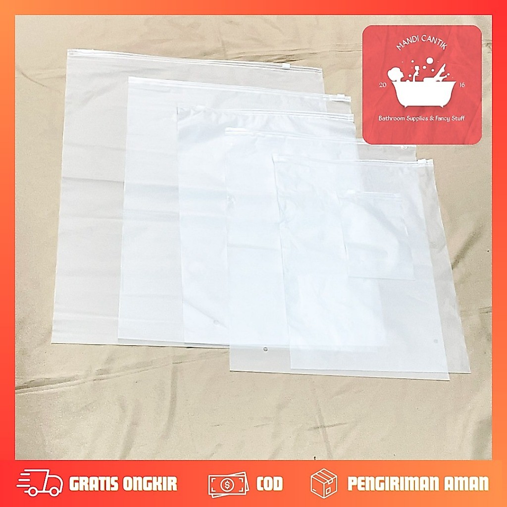 Zip Lock DOFF Transparan Kecil Sedang Besar / Plastik Zipper Lock / Zip Bag Transparan / Kantong Zip