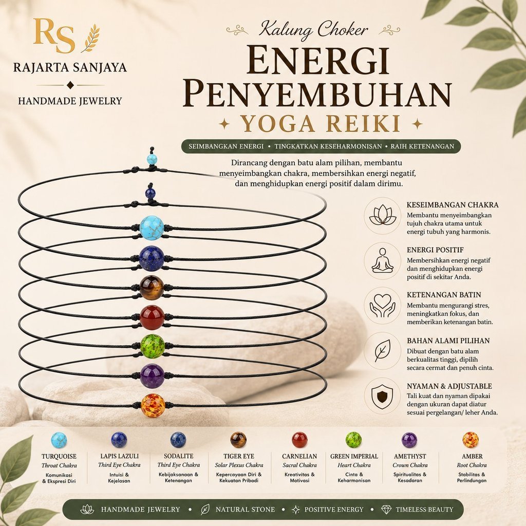 RS Handmade Kalung Choker Yoga Reiki - Keseimbangan dan Keindahan dalam Satu | Kode : KL-35