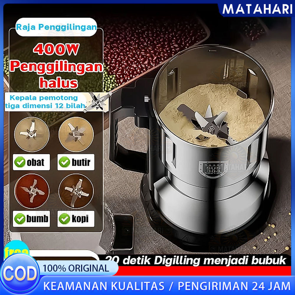 Batu bata bisa pecah Alexd Mesin bubuk tepung Penggiling kopi 400g Grinder Herbal Biji Kacang Obat M