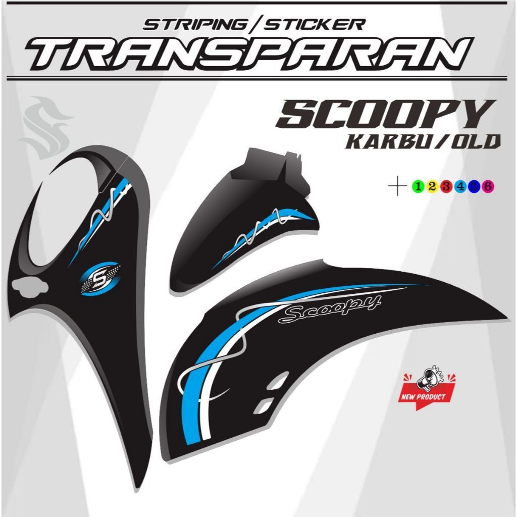 SETIKER TRANSFARAN STIKER STRIPING VARIASI MOTOR SCOOPY OLD / STRIPING TRANSPARAN SCOOPY KARBU