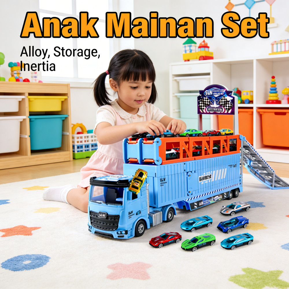 Set Transformers Truck Toy Anak Truk Catapult Transforming Mainan Inertia Alloy Container Diecast