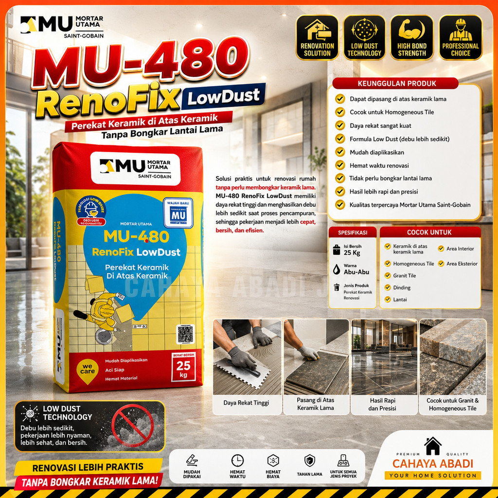 SEMEN PEREKAT KERAMIK DIATAS KERAMIK MU480 RENOFIK 25kg