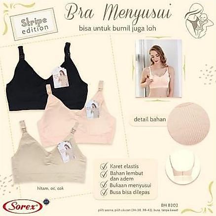 8202 SOREX NURSING BRA BH Ibu Menyusui & Ibu Hamil Size 34-38 busa tip