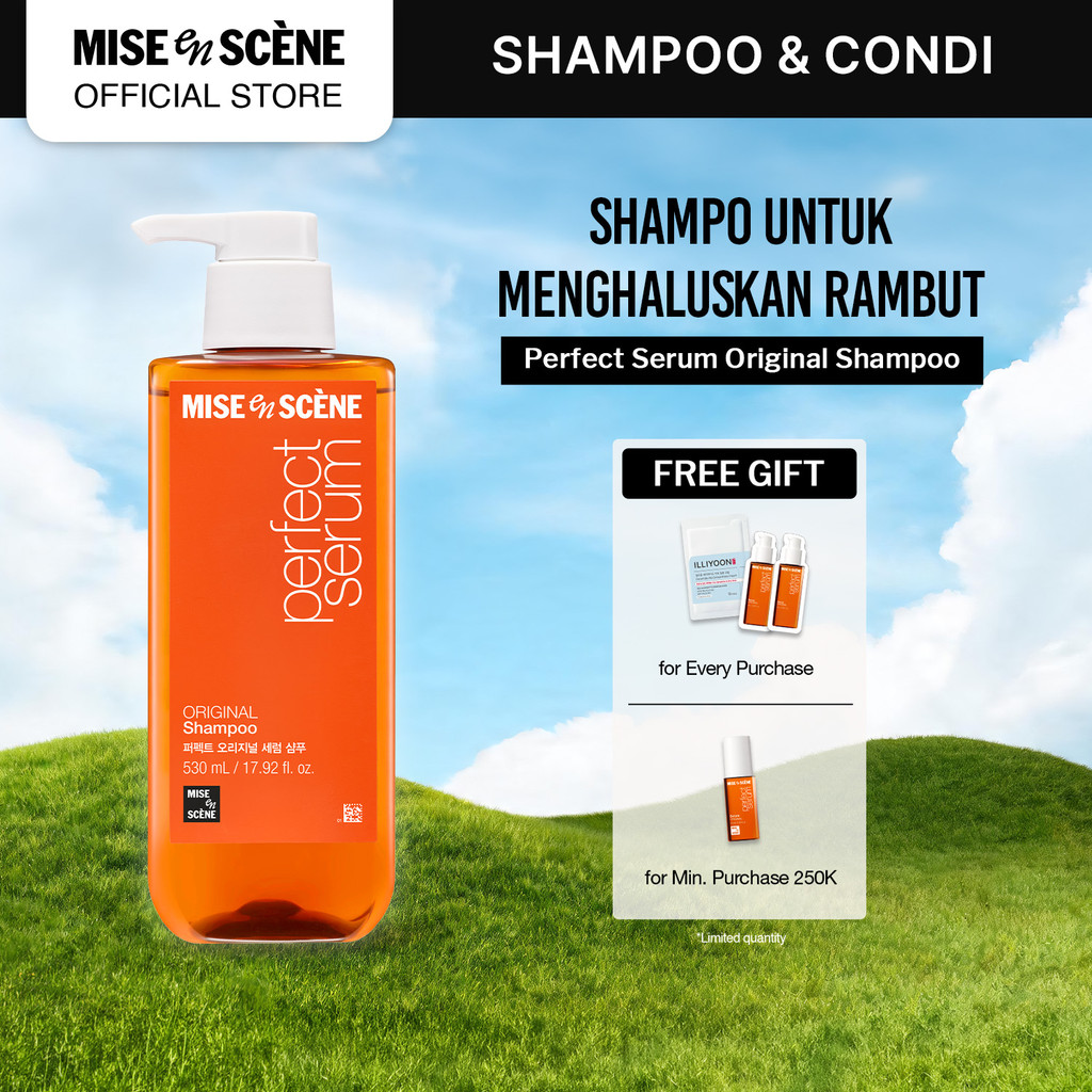 mise en scene Perfect Serum Original Shampoo 530ml - Shampoo Rambut Rusak Melembutkan Tanpa Kusut An
