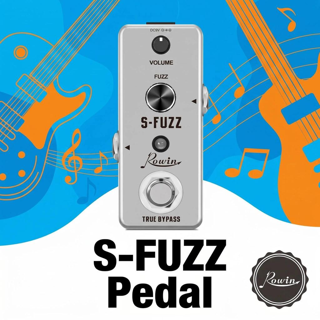 Rowin Guitar Pedal S-Fuzz Classic Super Fuzz Tone Volume Fuzzy Fazy Effects Electric Guitar Bass Eff