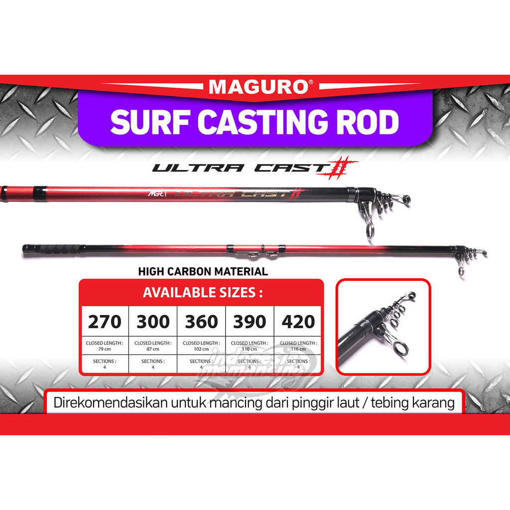 Joran MAGURO ULTRA CAST II | 270 s/d 450 | Antena | Teleskopik | Surf ROD | Laut | IM Center