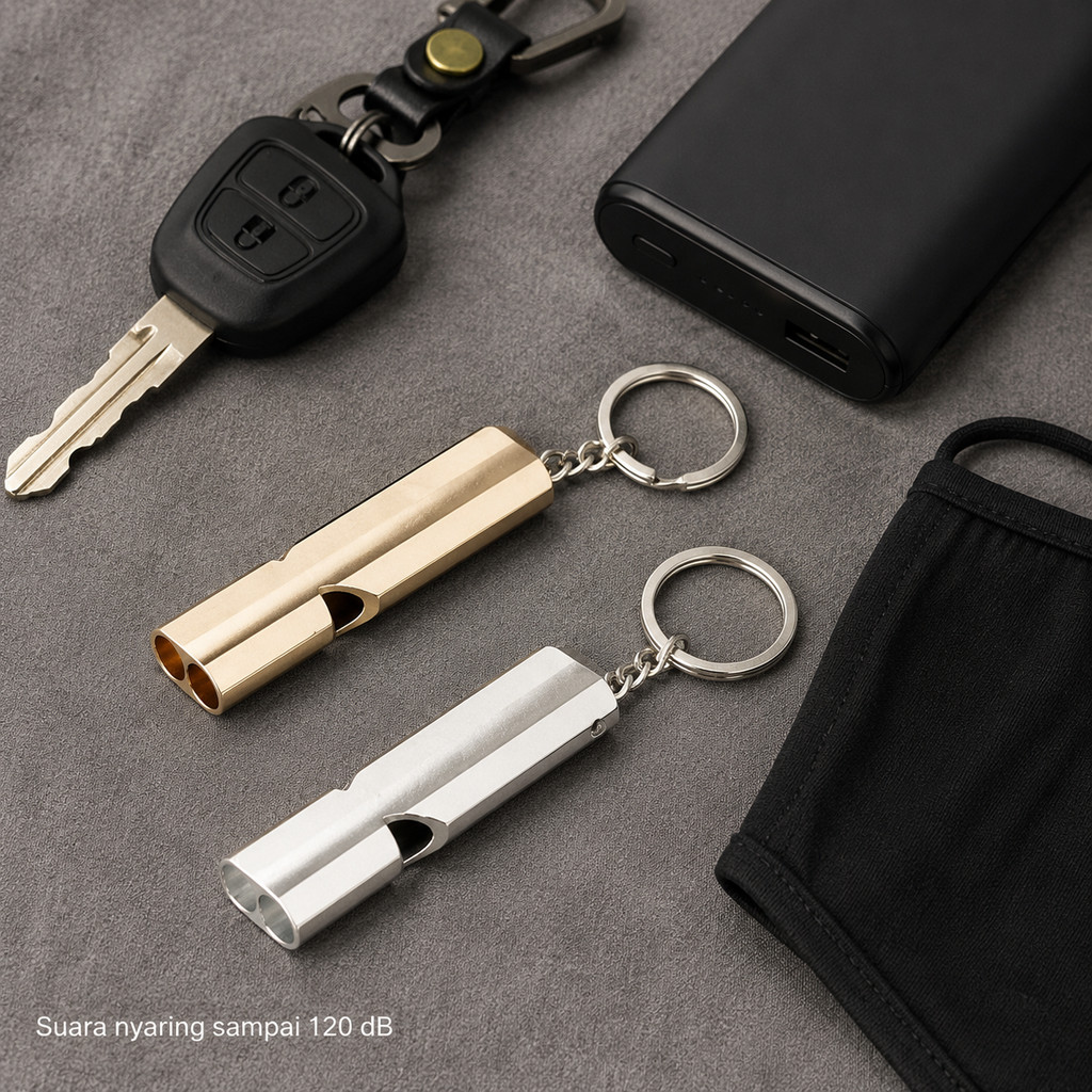Gantungan Kunci Peluit Survival Outdoor Emergency Whistle Keychain Aluminium