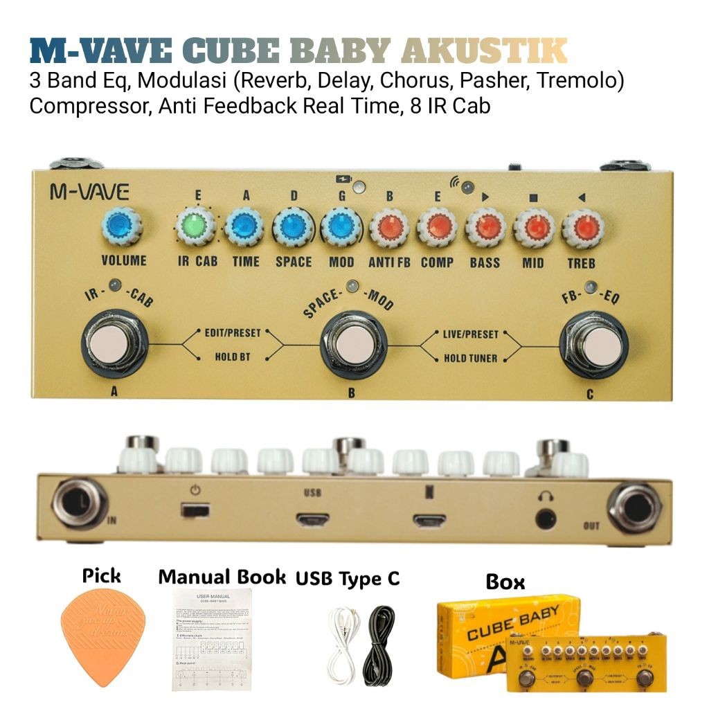 M-Vave Cube Baby AC Efek Gitar Akustik