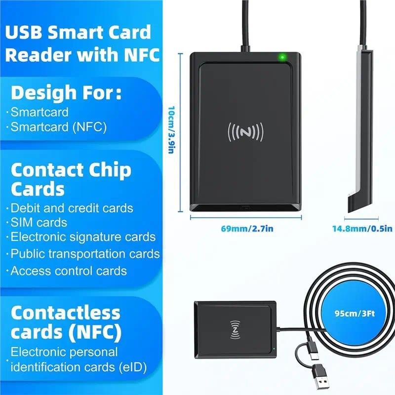 Card Reader Writer Smart Card Reader Writer USB PCLinked PCSC Card Reader For Secure ID, Banking