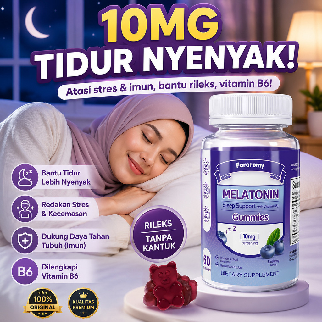 [Reda Insomnia]Gummies  10mg, Sleep  Gummies,Permen Karet ,Suplemen Tidur,Gummy Tidur/ Stabilisasi M
