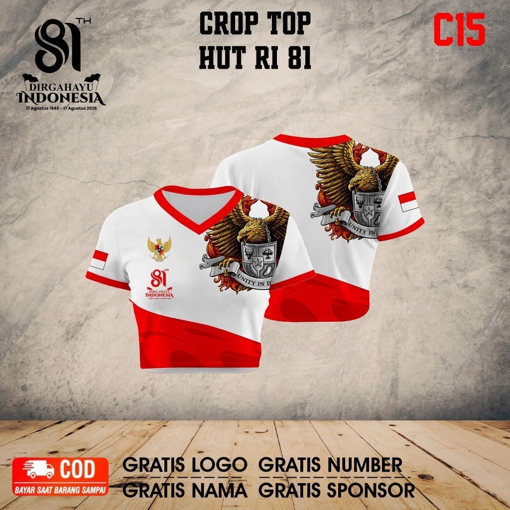 Arena Jersey - Jersey crop top olahraga agustusan ke 81