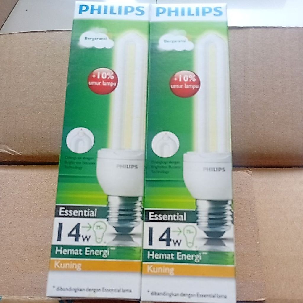 Lampu Philips Essential | 14 Watt Cahaya Kuning / Warm White E27 [ Lampu 2 Jari ]