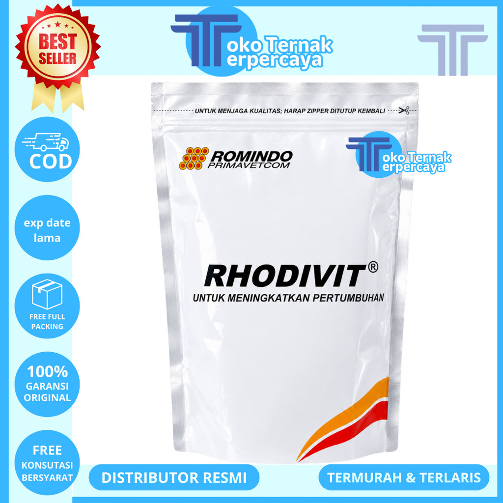 RHODIVIT 1 KG (10 PCS @100 gr) - Vitamin Ayam Meningkatkan Pertumbuhan & Produktivitas Unggas Ayam B