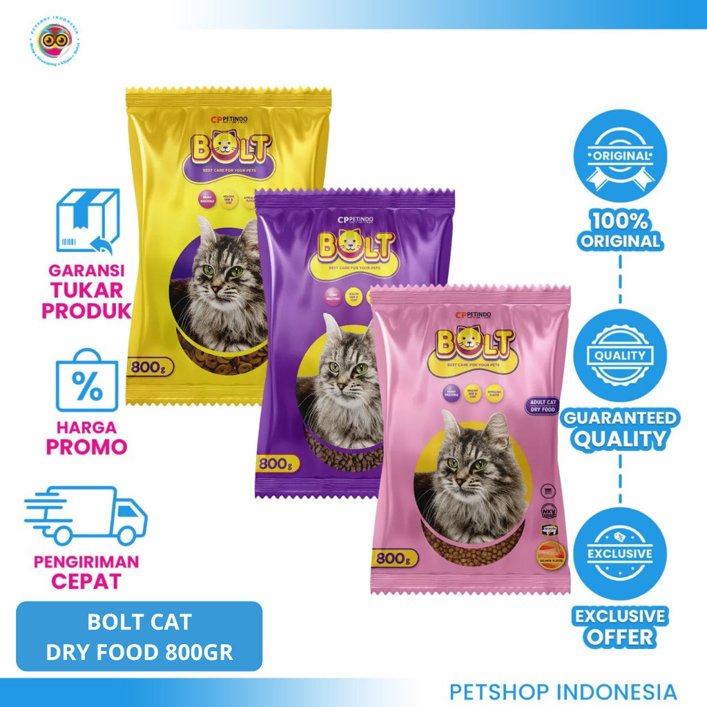 BOLT Cat Dry Food 800gr - Makanan Kucing Ekonomis