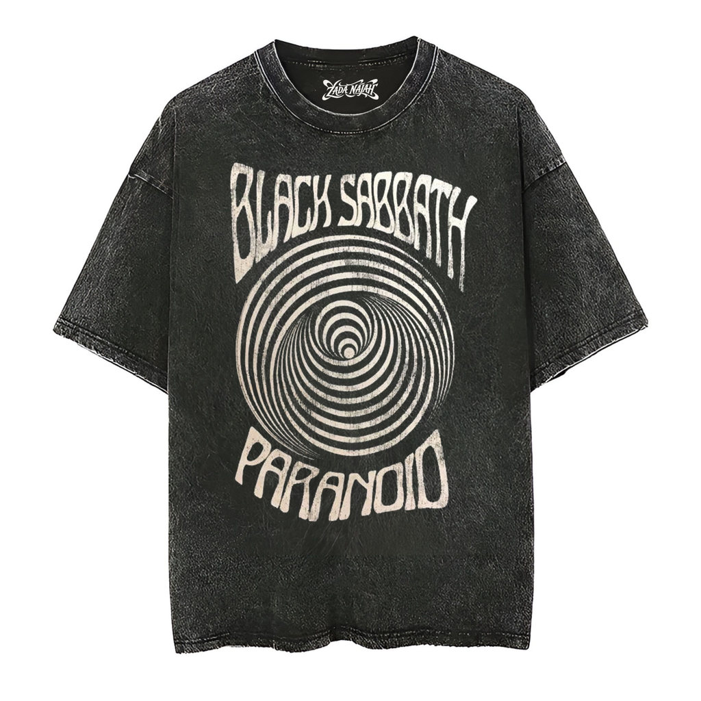 ZADA NAJAH kaos Oversize Band Black Sabbath Stone Black Washed Vintage t-shirt | Baju oversize