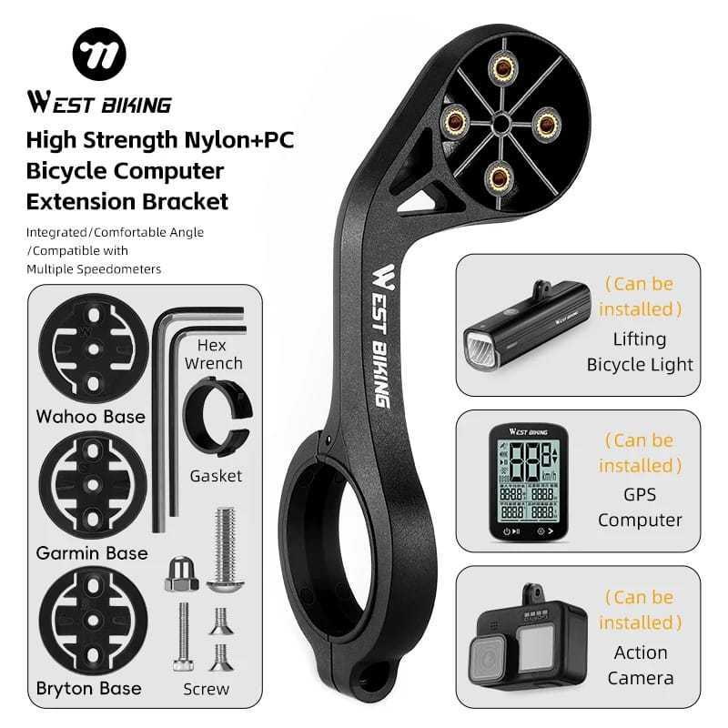 Foto West Biking Nylon Bar fly Mounting Holder Barfly Stang Handlebar Bracket Komputer Speedo Lampu Gopro Sepeda Dropbar RB Not Carbon