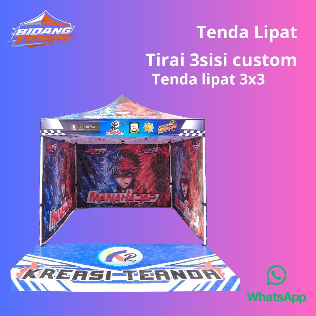 Tenda Lipat 3x3 Custom Tirai 3sisi Custom