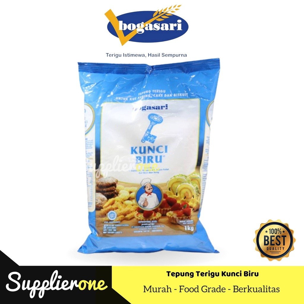 Bogasari Tepung Terigu  Kunci Biru / Tepung Terigu 1 kg / Tepung Terigu Serbaguna / Tepung Bogasari 