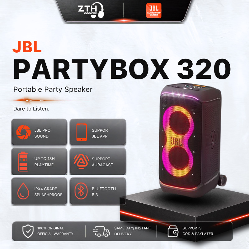 JBL PartyBox Stage 320 Portable Party Speaker with Wheels