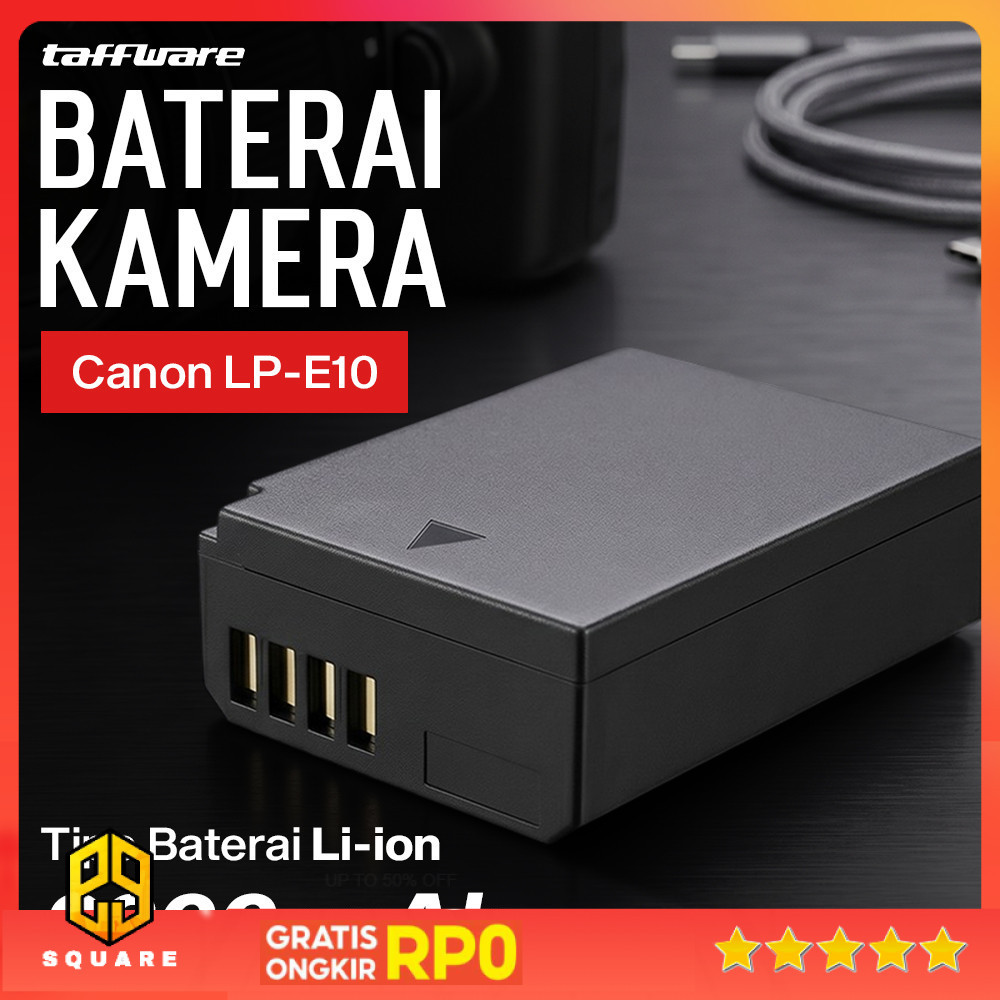 Taffware Baterai Kamera Canon 1100D 1200D 1300D 1500D 3000D 2200mAh - LP-E10 Original 99 Square