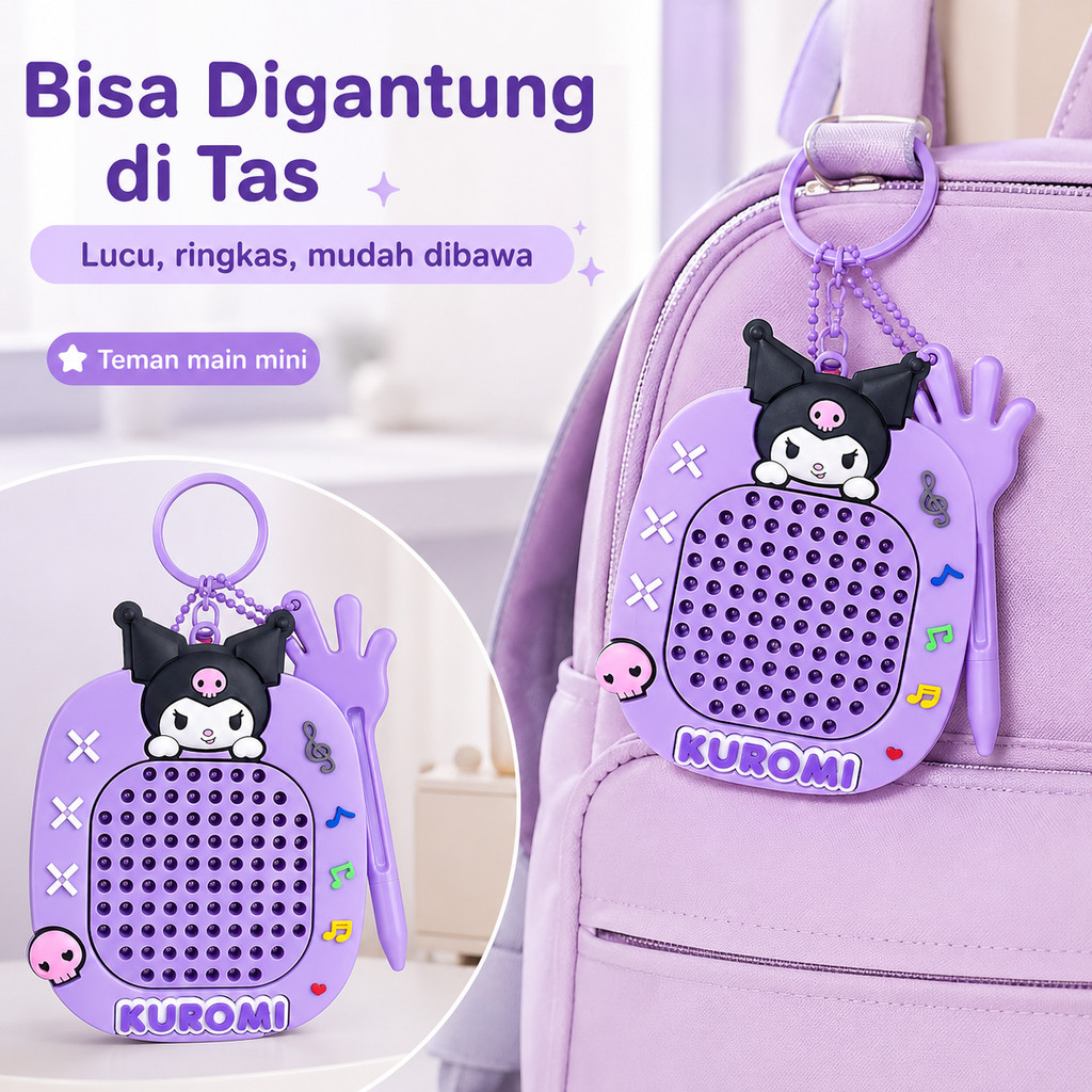 Gantungan Kunci Lucu Kuromi Magnetic Drawing - Unik dan Kreatif, Cocok untuk Koleksi Kamu