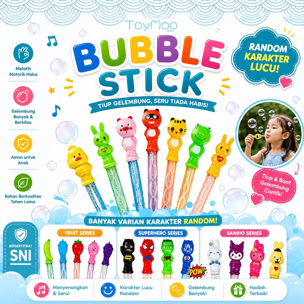 TOYMOO (KHUSUS OJEK INSTANT) Mainan Gelembung Stick Bubble / Bubble Sabun Stik Panjang