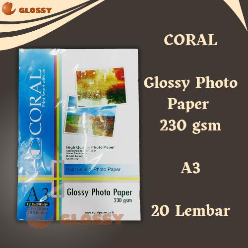 CORAL Glossy Photo Paper A3 230 gsm / Kertas Photo A3