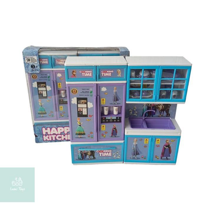 Mainan Anak Perempuan Alat Masak Masakan Kulkas Kitchen Set Frozen Elsa Anna BP6650
