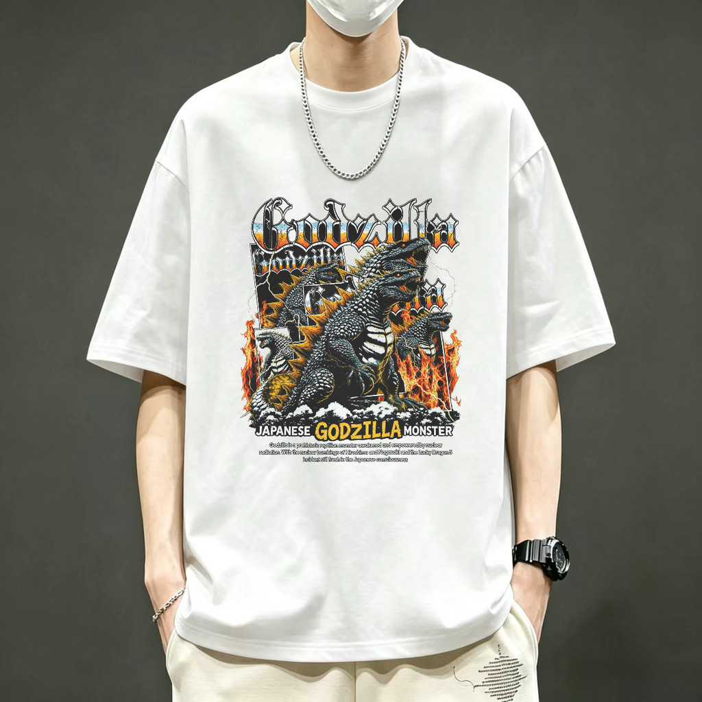 Kaos Pria Godzilla Japanese Monster Api Graphic Retro Kaos Vintage Kaos Distro Lengan Pendek Unisex 