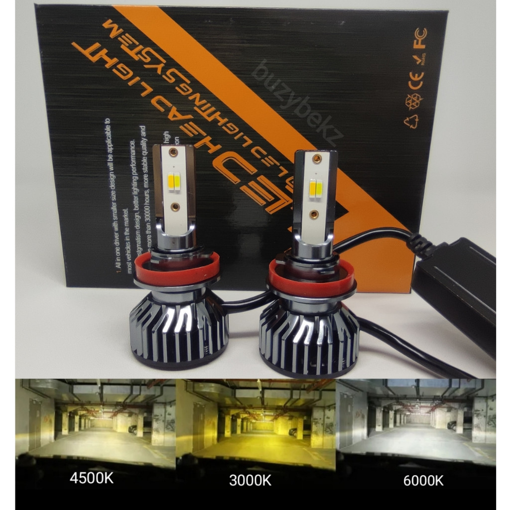 BZL LAMPU LED HEADLAMP FOGLAMP H4 H11 H8 H16 H9 H1 H7 HIR2 TIGA 3 WARNA TRICOLOR PUTIH KUNING 3000K 