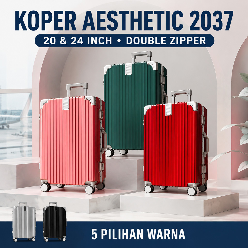 YD Koper 24 inch Double Zipper , Koper Wanita Aesthetic , Koper Perjalanan ,koper 20 inch _2037 YD 2