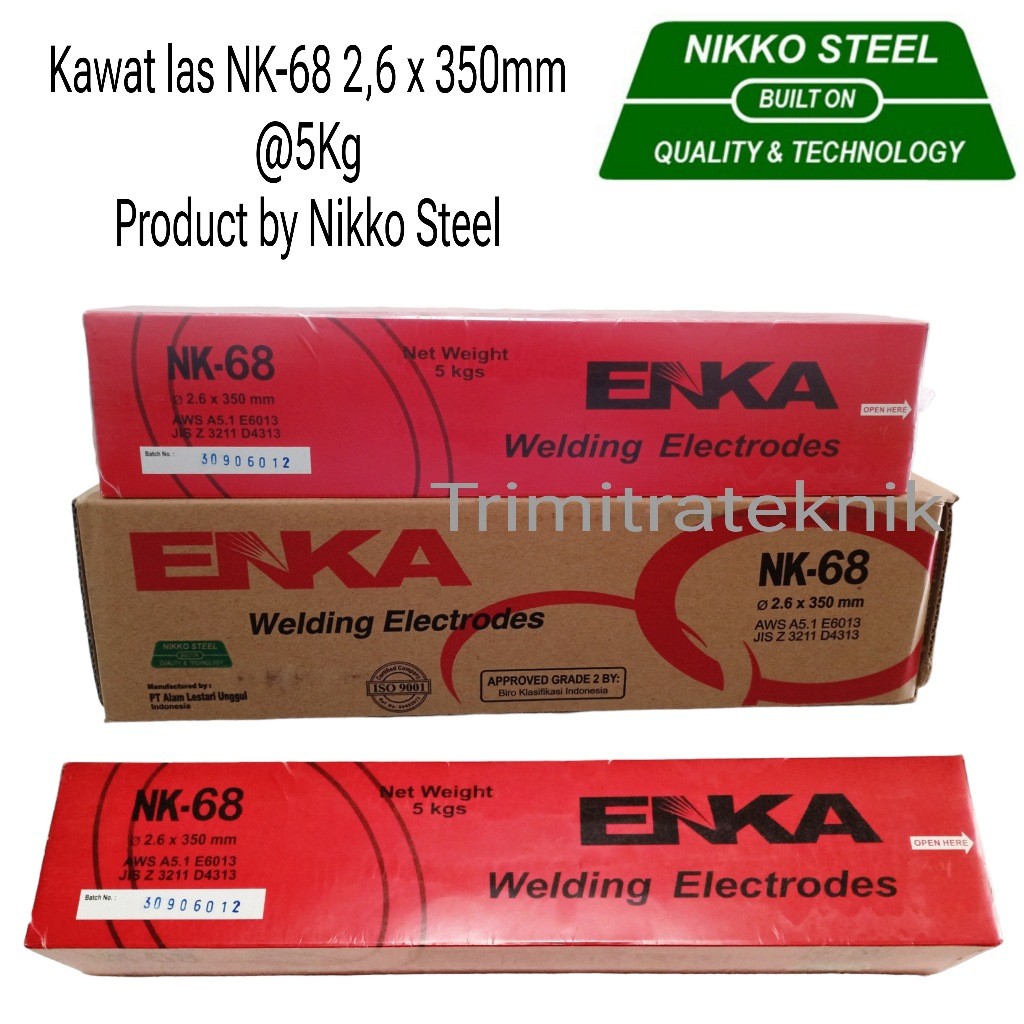 Kawat Las NK68 ENKA NK-68 E6013 2.6x350mm Kemasan 5kg Produk Nikko steel
